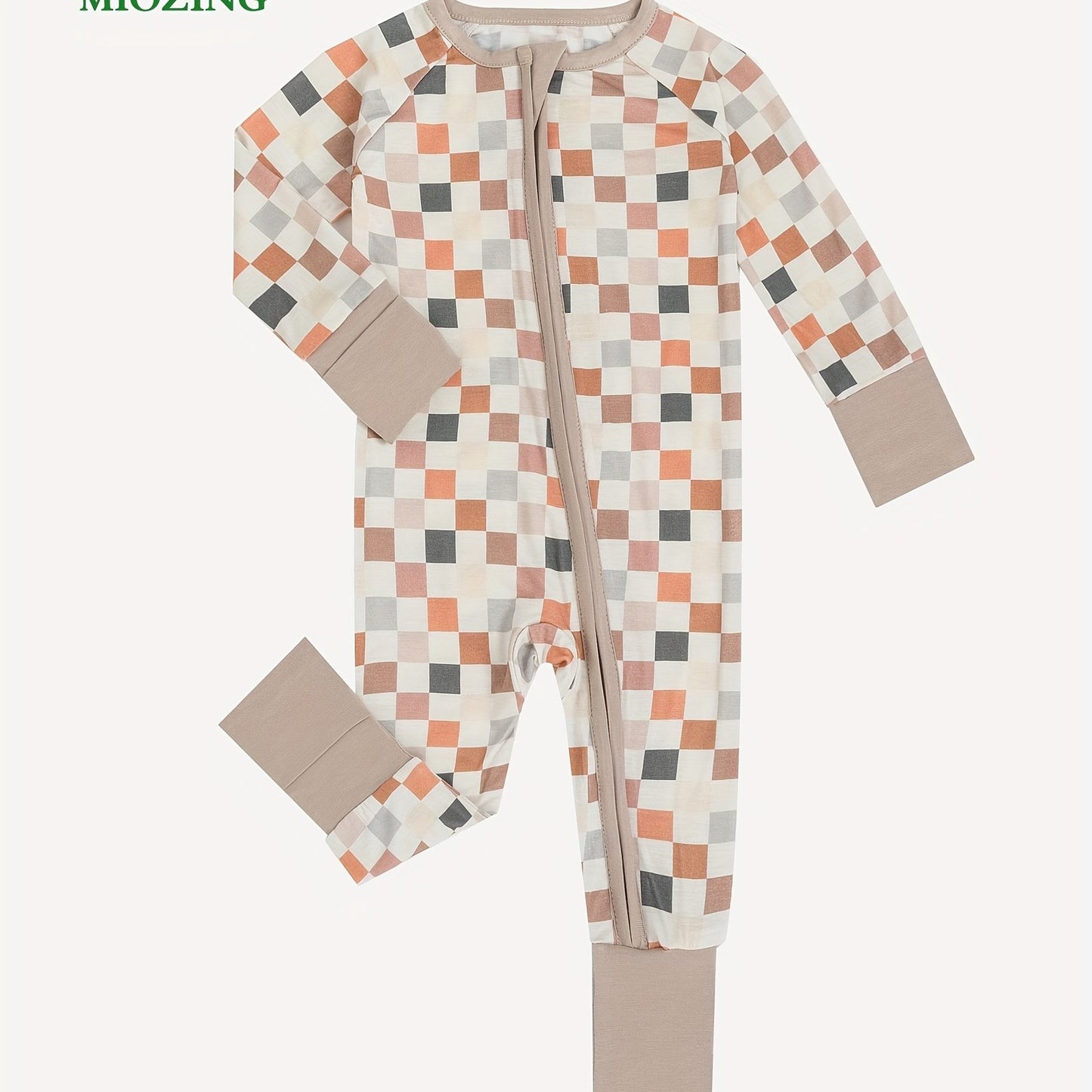 Cozy Bamboo Fiber Long Sleeve Baby Romper Jumpsuit - Soft, Breathable, Foldable Foot Cover, Zipper Design, Comfortable Wear - Perfect for Baby Boys and Girls, Everyday Casual Wear