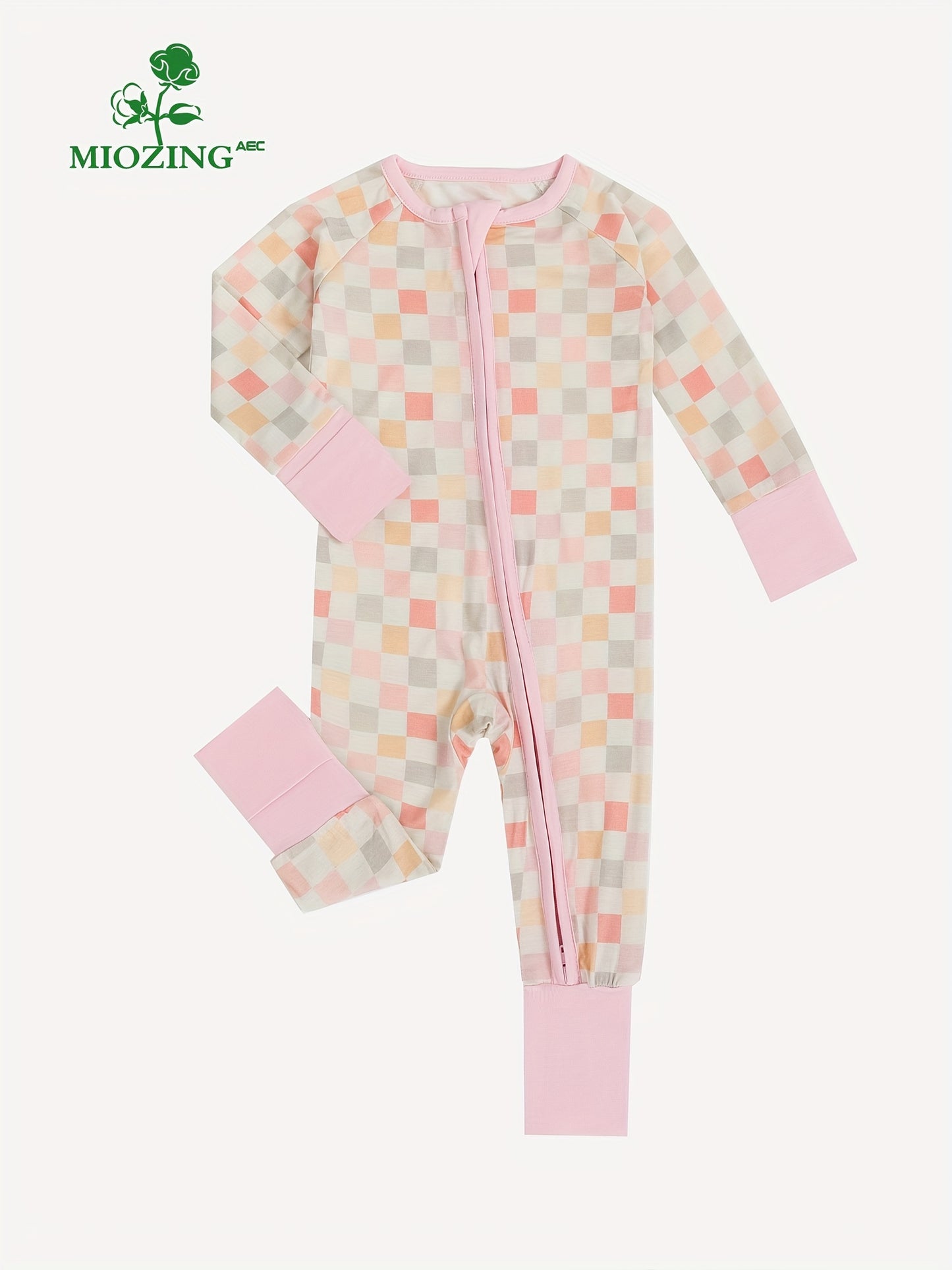 Cozy Bamboo Fiber Long Sleeve Baby Romper Jumpsuit - Soft, Breathable, Foldable Foot Cover, Zipper Design, Comfortable Wear - Perfect for Baby Boys and Girls, Everyday Casual Wear