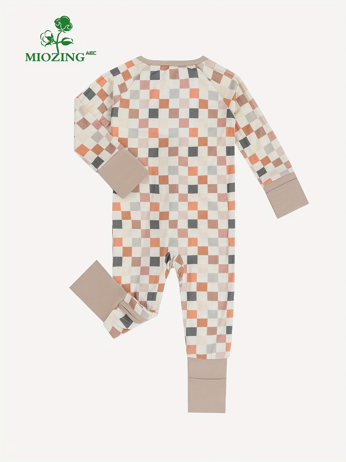 Cozy Bamboo Fiber Long Sleeve Baby Romper Jumpsuit - Soft, Breathable, Foldable Foot Cover, Zipper Design, Comfortable Wear - Perfect for Baby Boys and Girls, Everyday Casual Wear