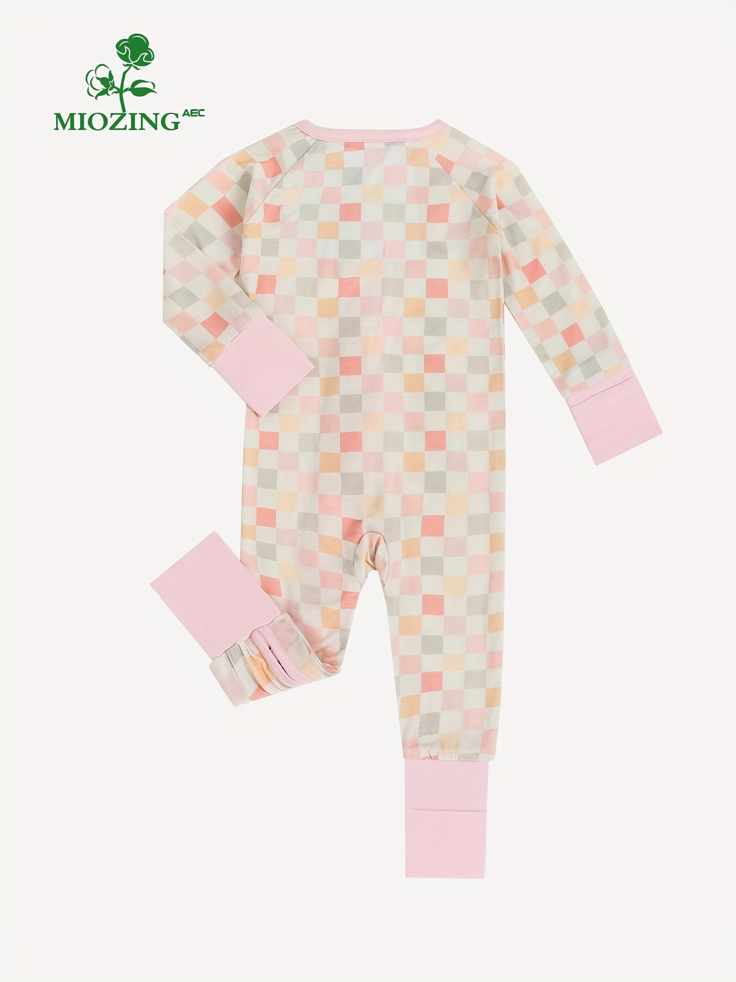 Cozy Bamboo Fiber Long Sleeve Baby Romper Jumpsuit - Soft, Breathable, Foldable Foot Cover, Zipper Design, Comfortable Wear - Perfect for Baby Boys and Girls, Everyday Casual Wear