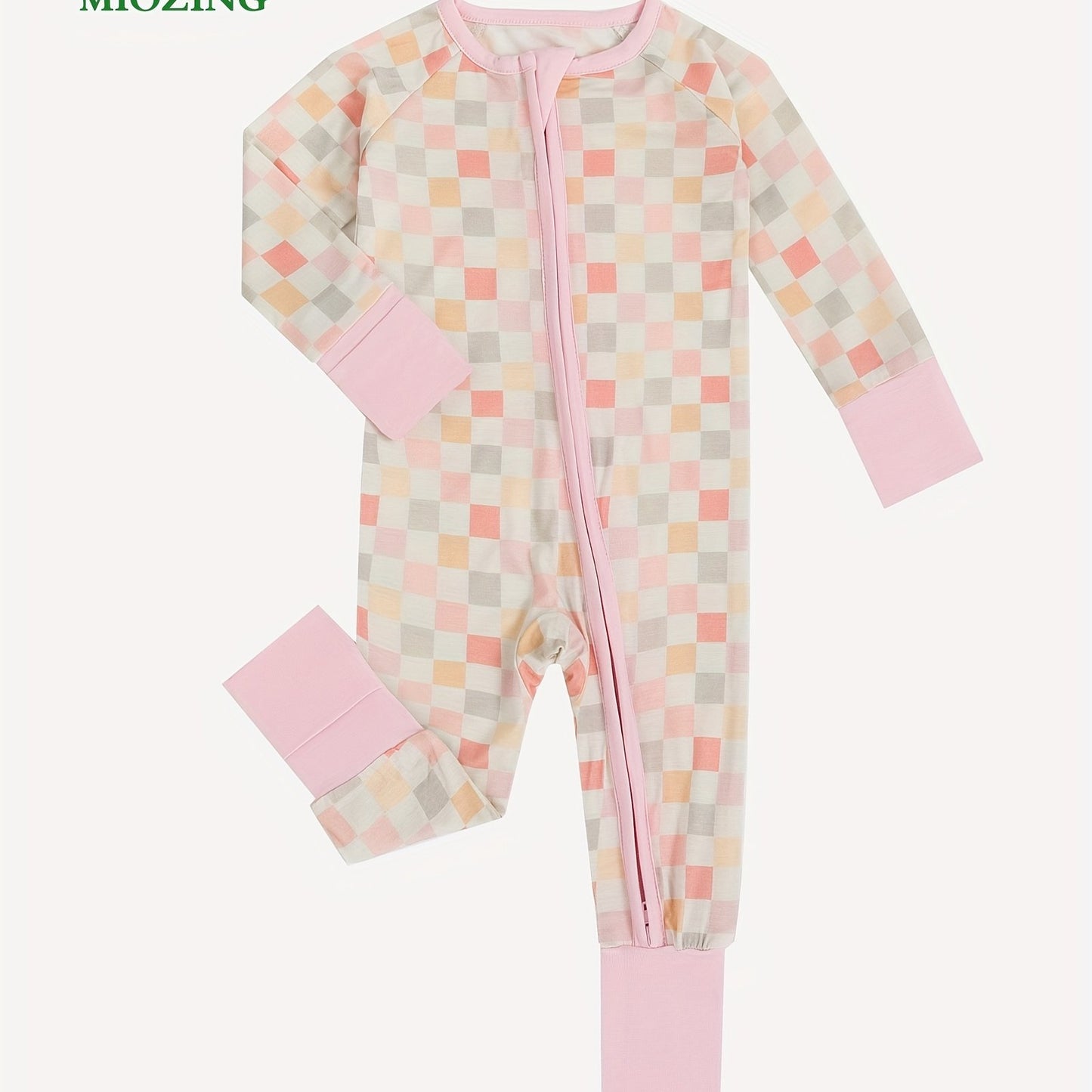 Cozy Bamboo Fiber Long Sleeve Baby Romper Jumpsuit - Soft, Breathable, Foldable Foot Cover, Zipper Design, Comfortable Wear - Perfect for Baby Boys and Girls, Everyday Casual Wear